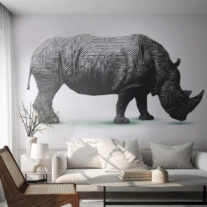 Papel de Parede Premium Sand - A beleza geométrica da natureza - Animais, Rinoceronte, Gráficos - 350x256 cm