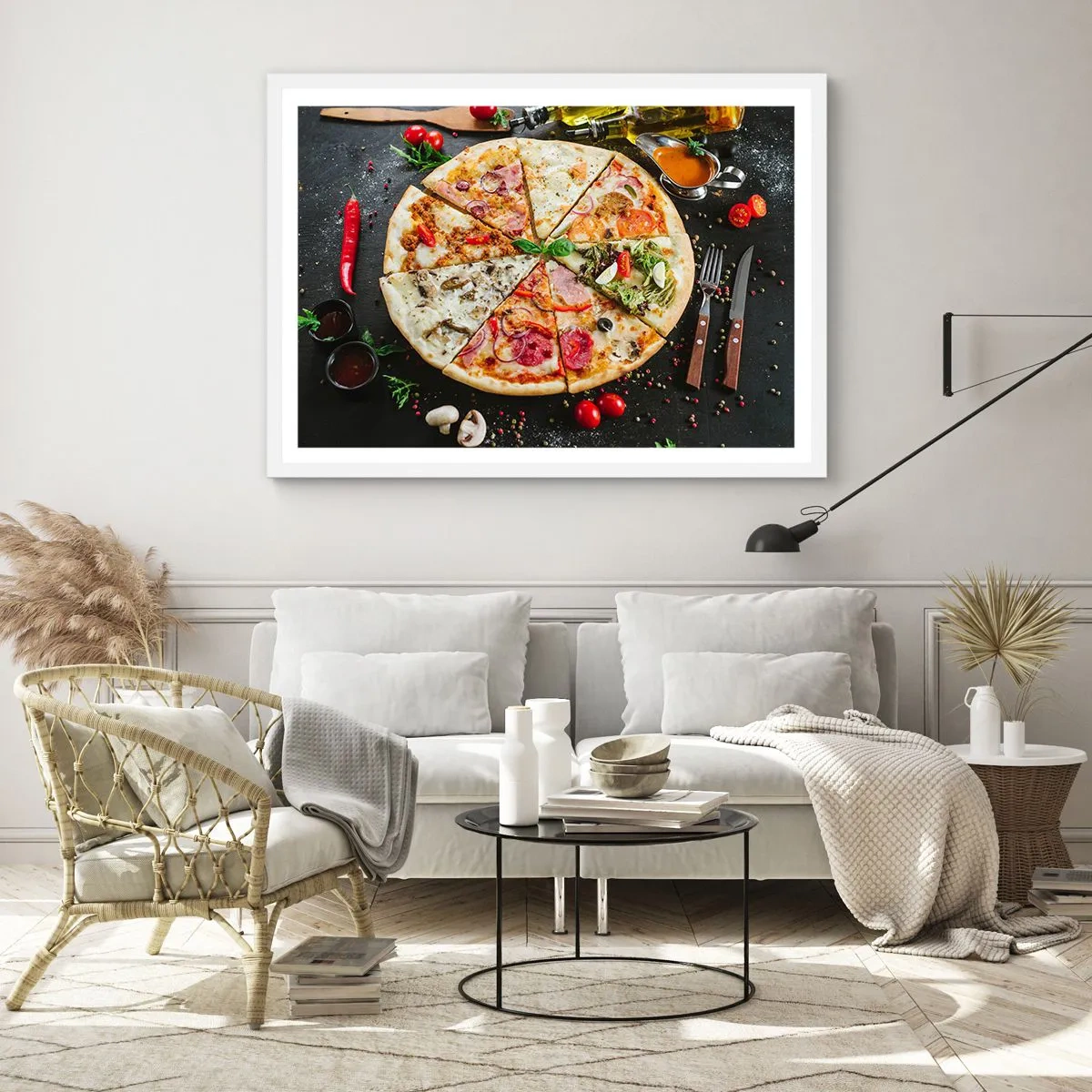 Pôster em moldura branca - Gama de sabores - 91x61 cm