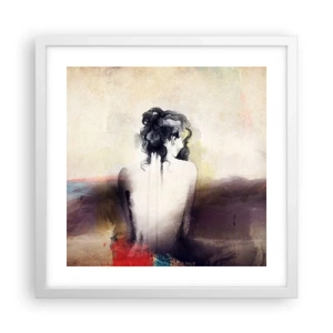 Pôster em moldura branca - Linhas suaves, formas ovais - 40x40 cm