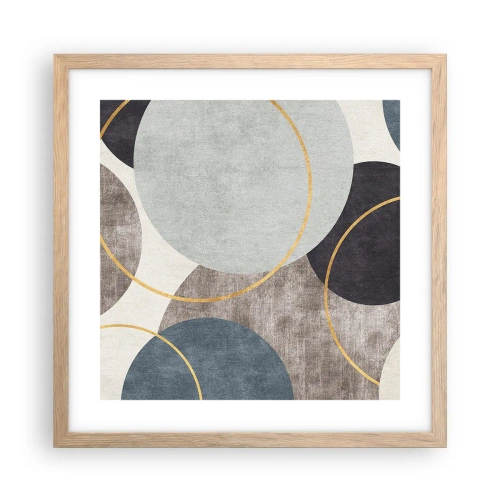 Pôster com moldura de carvalho claro - Roda por roda - 40x40 cm