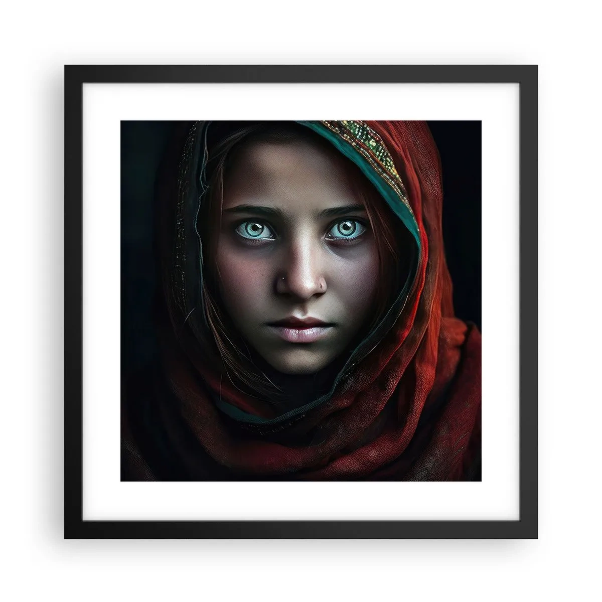 Pôster com moldura preta - Princesa oriental - 40x40 cm