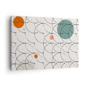 Quadro em tela - Padrão geométrico com círculos coloridos em um fundo claro - 70x50cm - No espírito da pop art - Decoração de parede moderna para a sala de estar e quarto ARTTOR