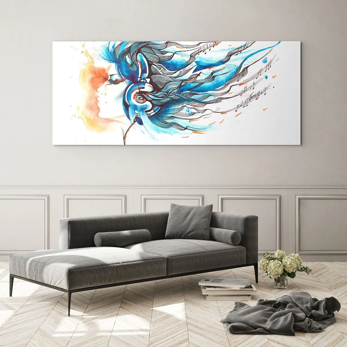 Quadro em vidro - Deixe a música tocar - 100x40 cm