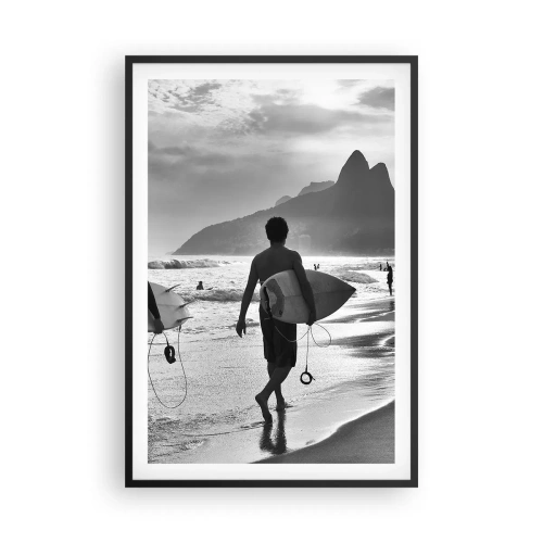 Pôster com moldura preta - Samba para uma onda - 61x91 cm