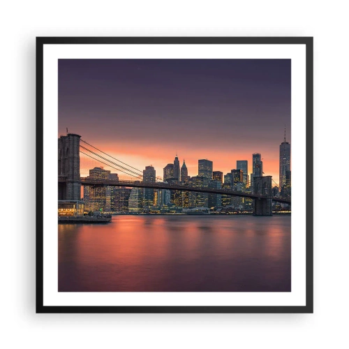 Pôster com moldura preta - Imersa no silêncio lilás - 60x60 cm
