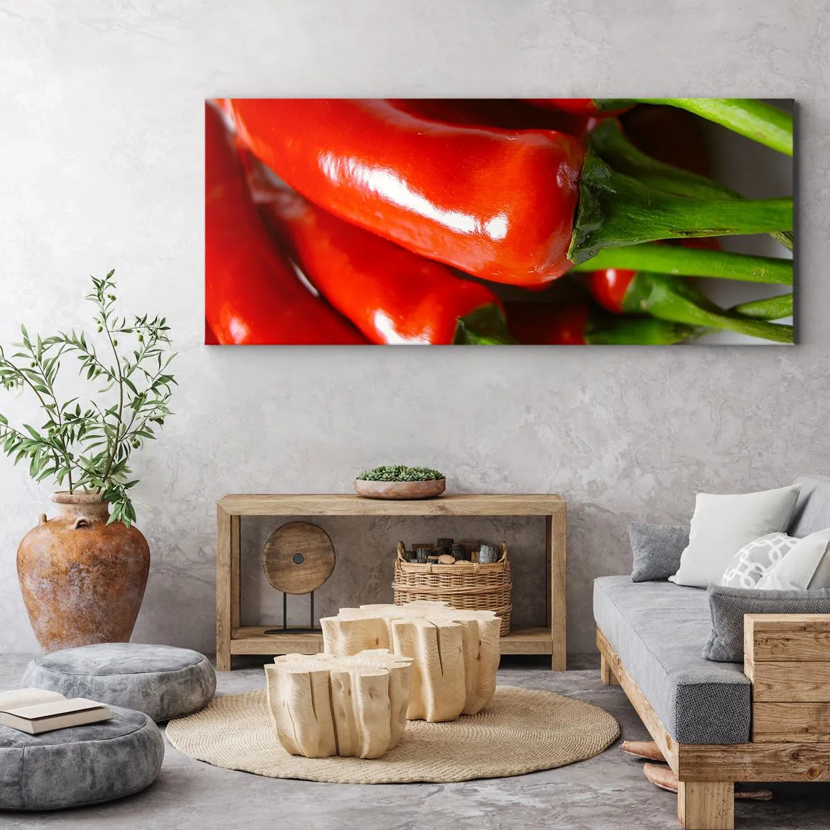 Quadro em tela - Suculento, brilhante, liso - 100x40 cm