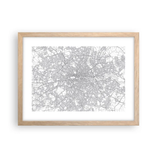 Pôster com moldura de carvalho claro - Mapa do labirinto de Londres - 40x30 cm