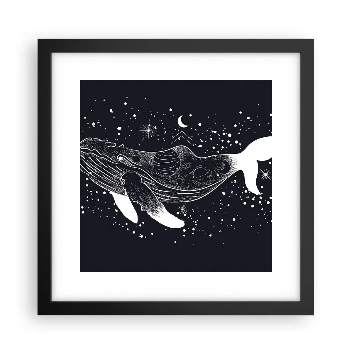 Pôster com moldura preta - No oceano do universo - 30x30 cm
