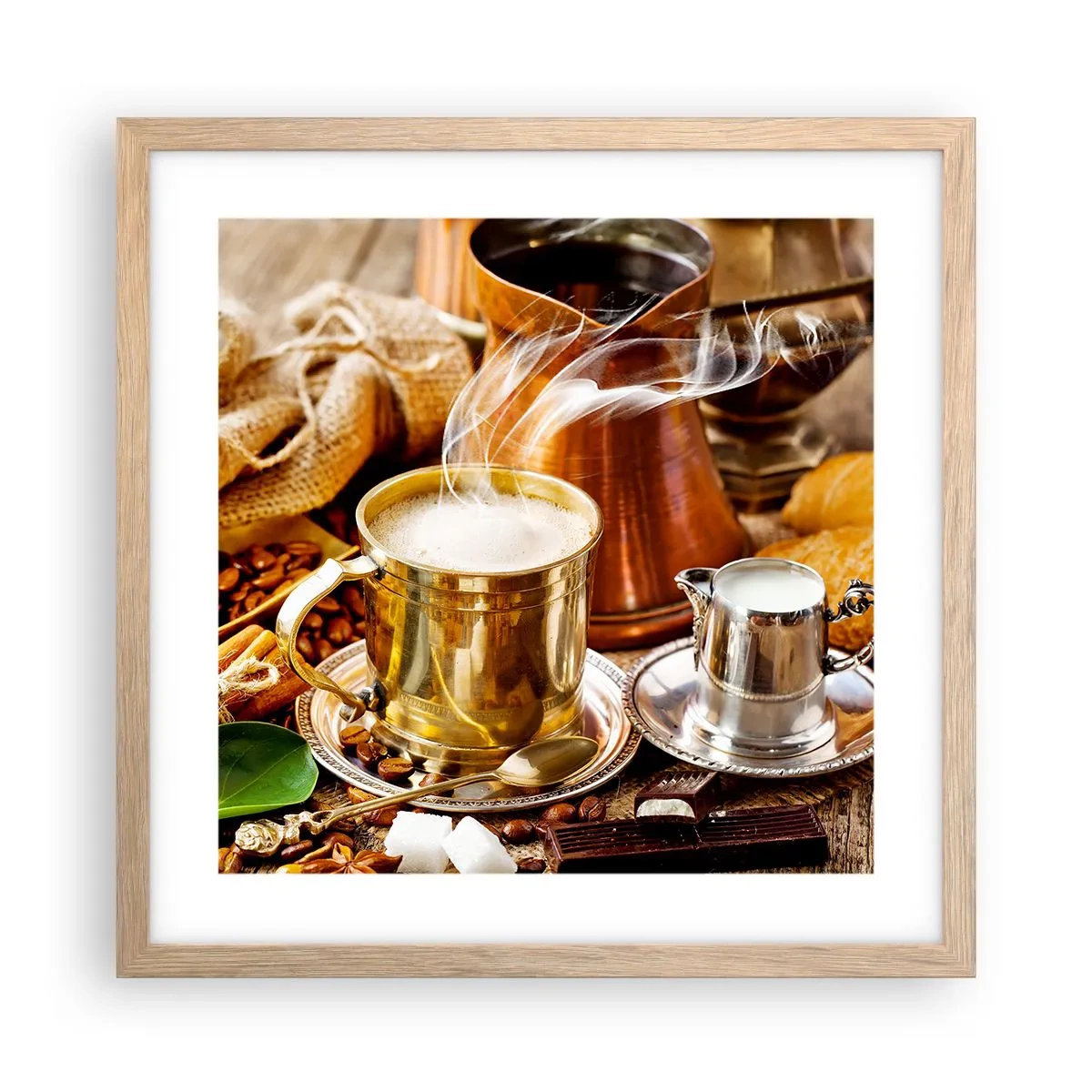 Pôster com moldura de carvalho claro - Bons dias! - 40x40 cm