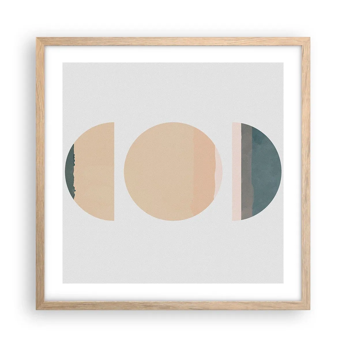 Pôster com moldura de carvalho claro - Círculo entre círculos - 50x50 cm