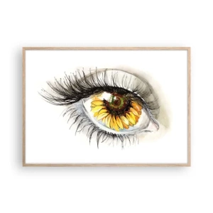 Pôster com moldura de carvalho claro - Um olhar tão quente como o verão - 100x70 cm