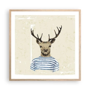 Pôster com moldura de carvalho claro - Porque eu gosto de camisas listradas! - 60x60 cm