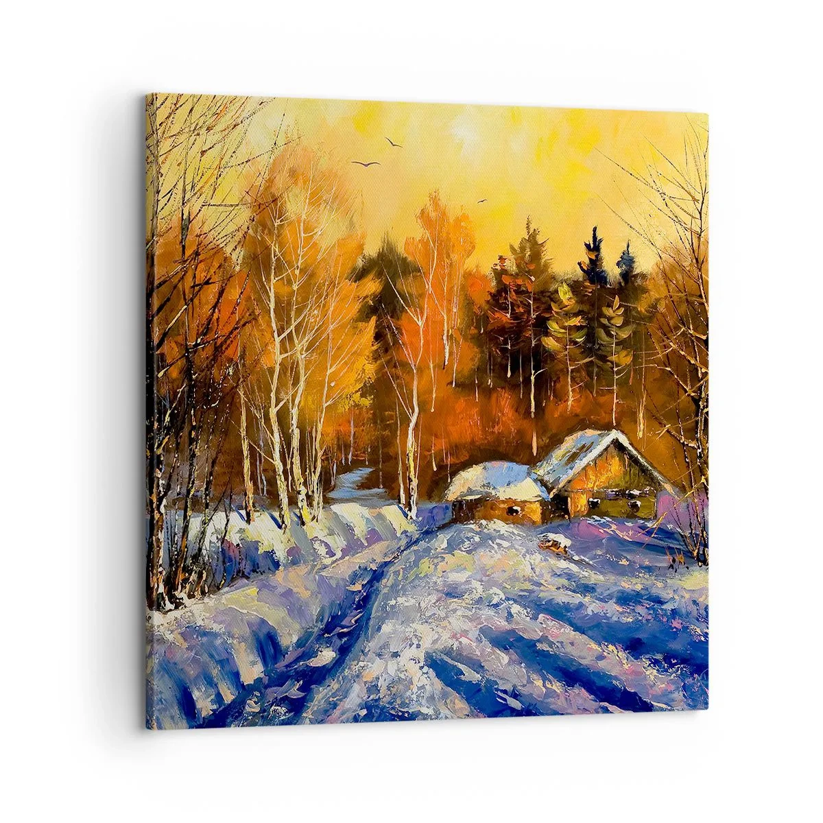 Quadro em tela - Impressão de inverno ao sol - 60x60 cm