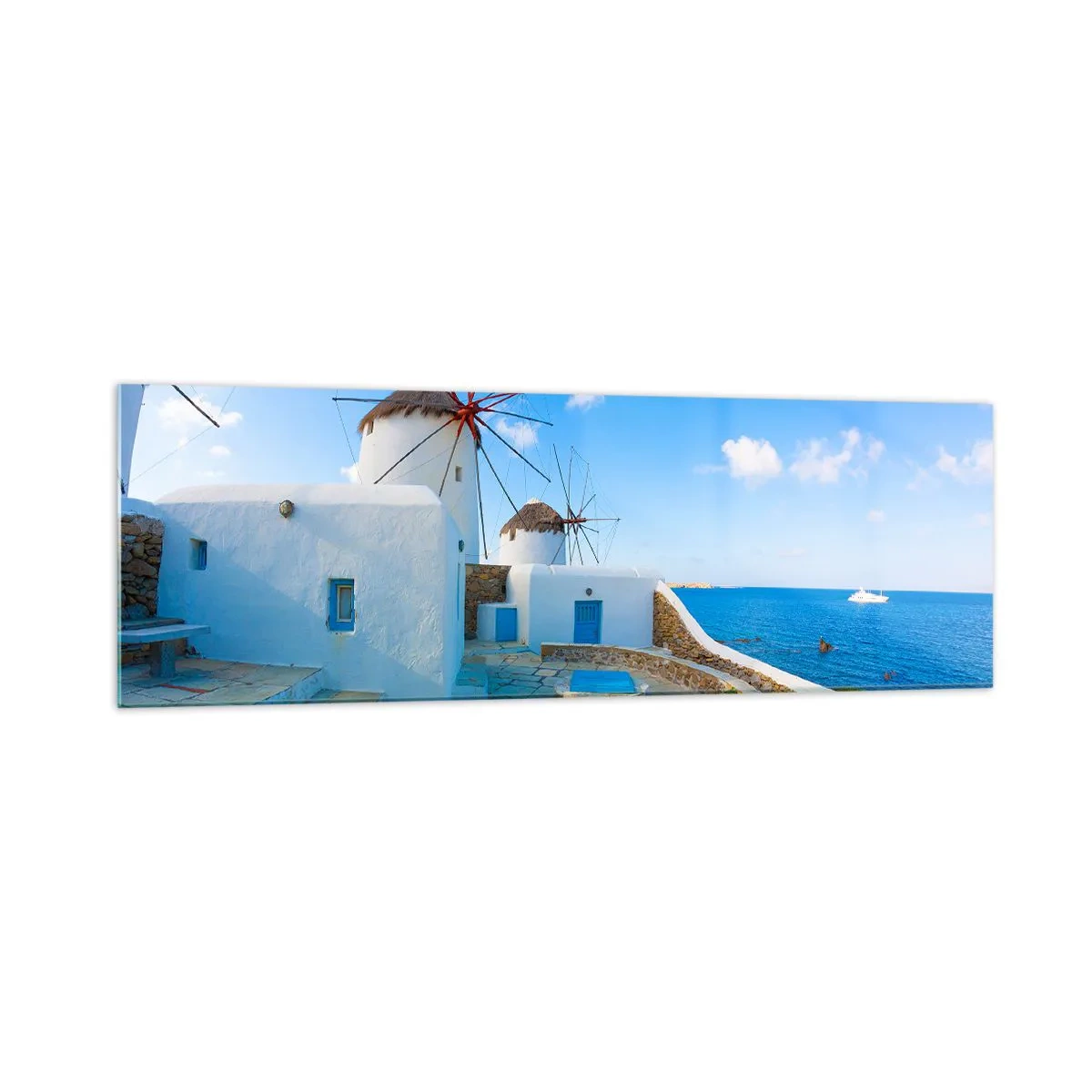 Quadro em vidro - Vento azul do mar - 160x50 cm