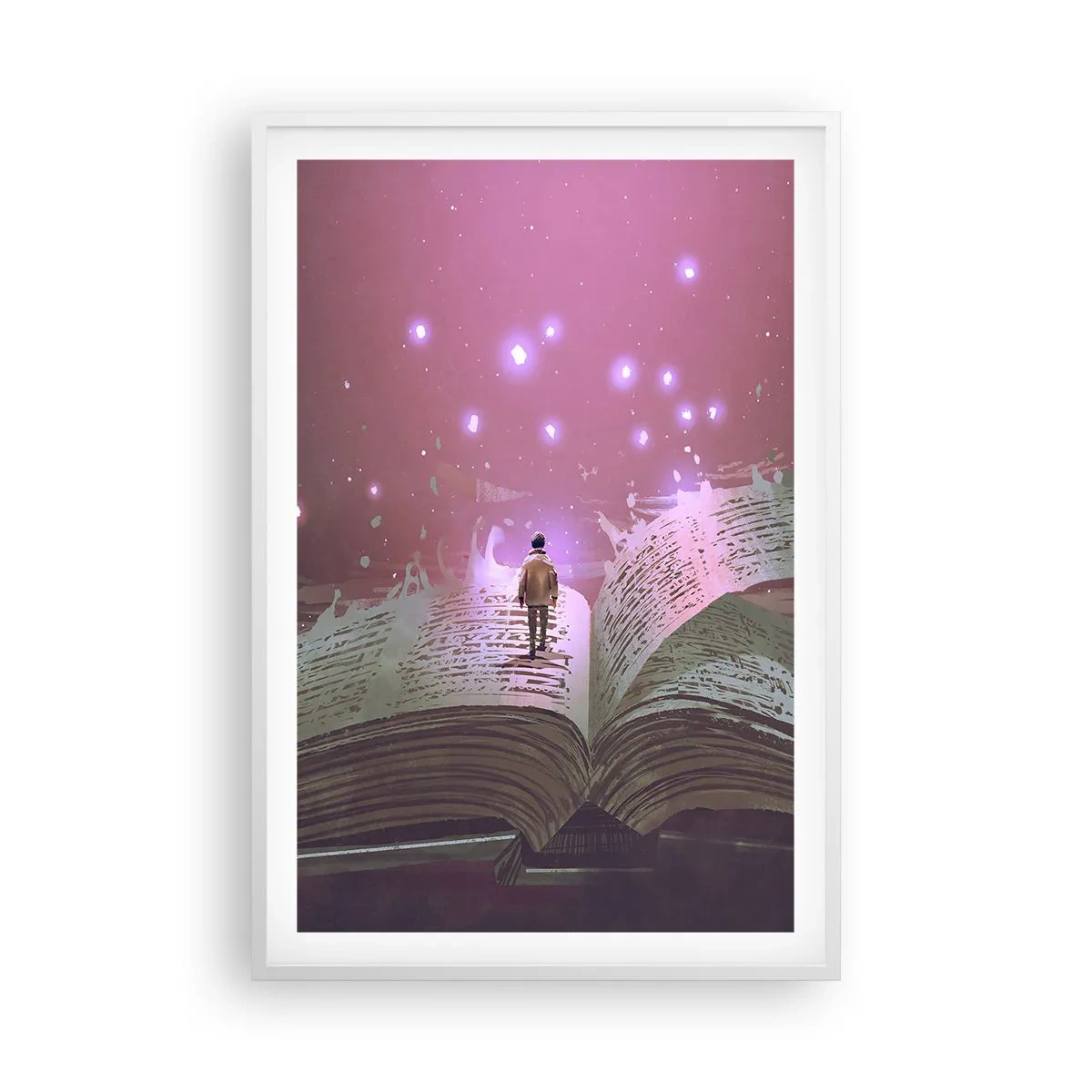 Pôster em moldura branca - Um convite para outro mundo - leia! - 61x91 cm