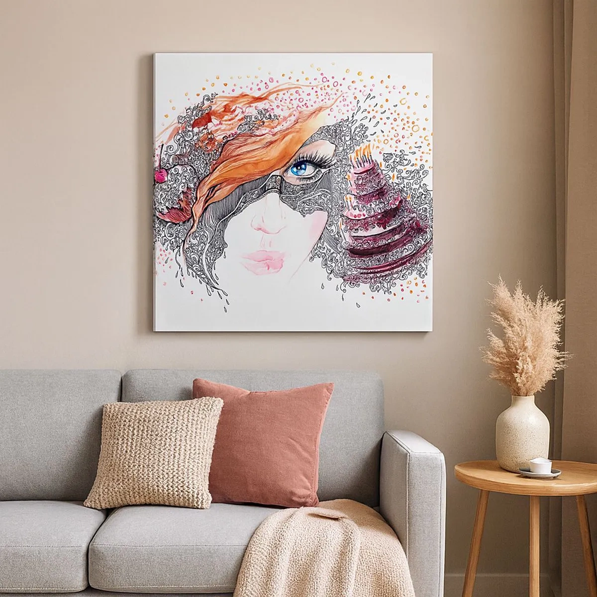 Quadro em tela - Com ela, todos os dias são dias de festa - 30x30 cm