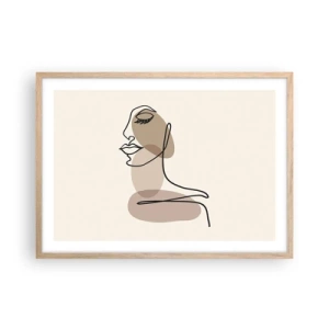 Pôster com moldura de carvalho claro - Uma certa linha de beleza - 70x50 cm