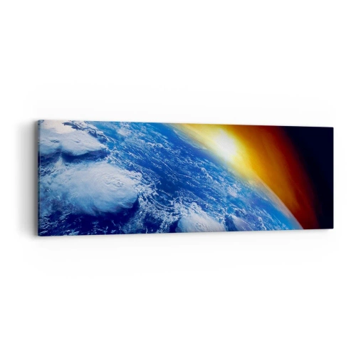 Quadro em tela - Nascer do sol sobre o planeta azul - 90x30 cm