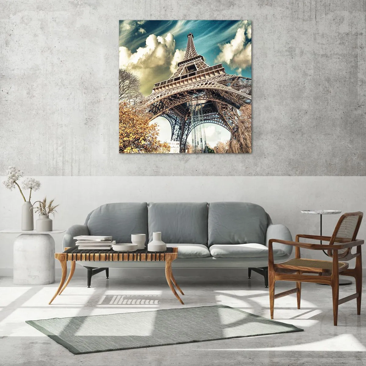 Quadro em vidro - E no outono em Paris... - 60x60 cm