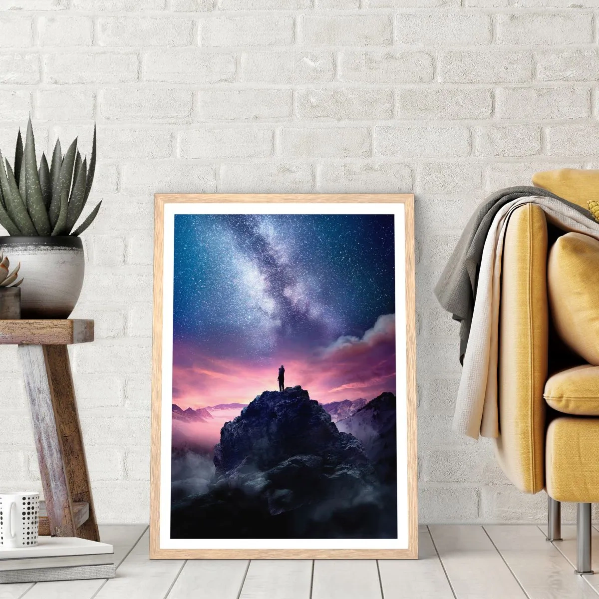 Pôster com moldura de carvalho claro - E sentiu a vida - 70x100 cm