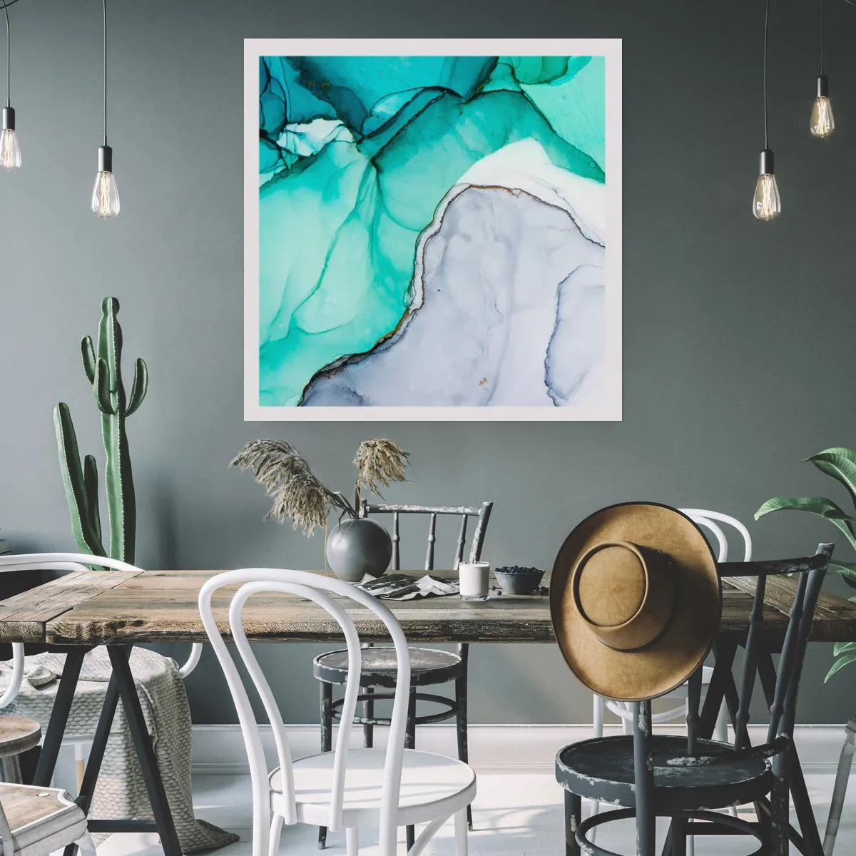Pôster - Estudo em turquesa - 40x40 cm