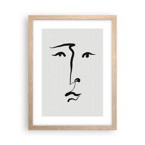 Pôster com moldura de carvalho claro - Retrato com uma linha - 30x40 cm