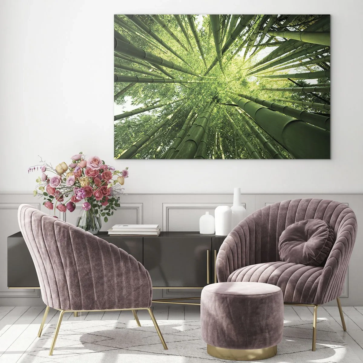 Quadro em vidro - Em um bosque de bambu - 120x80 cm