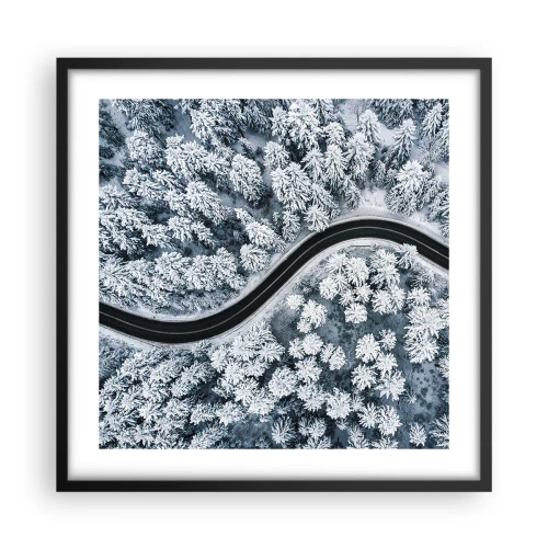 Pôster com moldura preta - Pelaa floresta no inverno - 50x50 cm