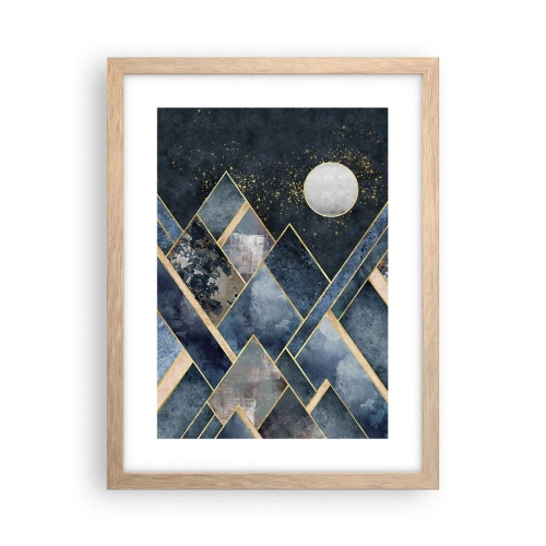 Pôster com moldura de carvalho claro - Paisagem geométrica - 30x40 cm