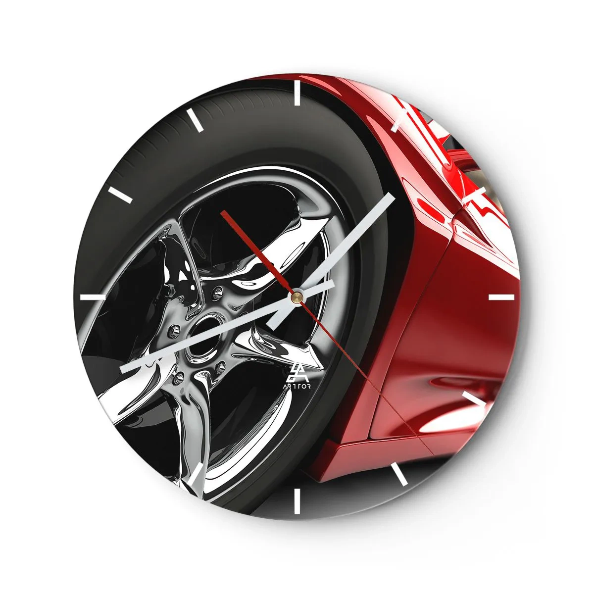 Relógio de parede - Relógio em vidro - Projetado para a velocidade - 40x40 cm