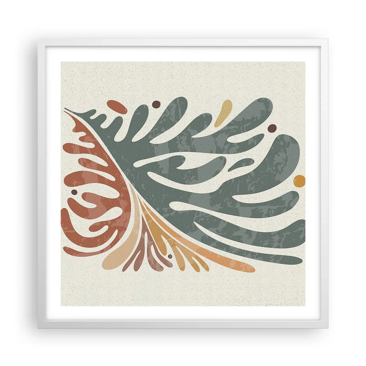 Pôster em moldura branca - Folha multicolorida - 60x60 cm
