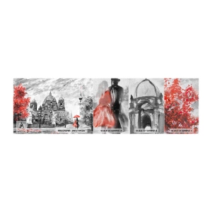 Amostra de papel de parede Premium Canvas - Reunião em Berlim - Cidade, Pintura, Arquitetura - 100x30 cm