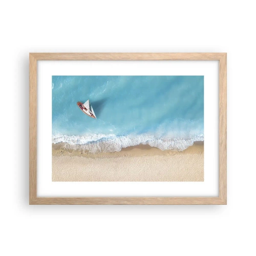 Pôster com moldura de carvalho claro - No limite do azul e do ouro - 40x30 cm