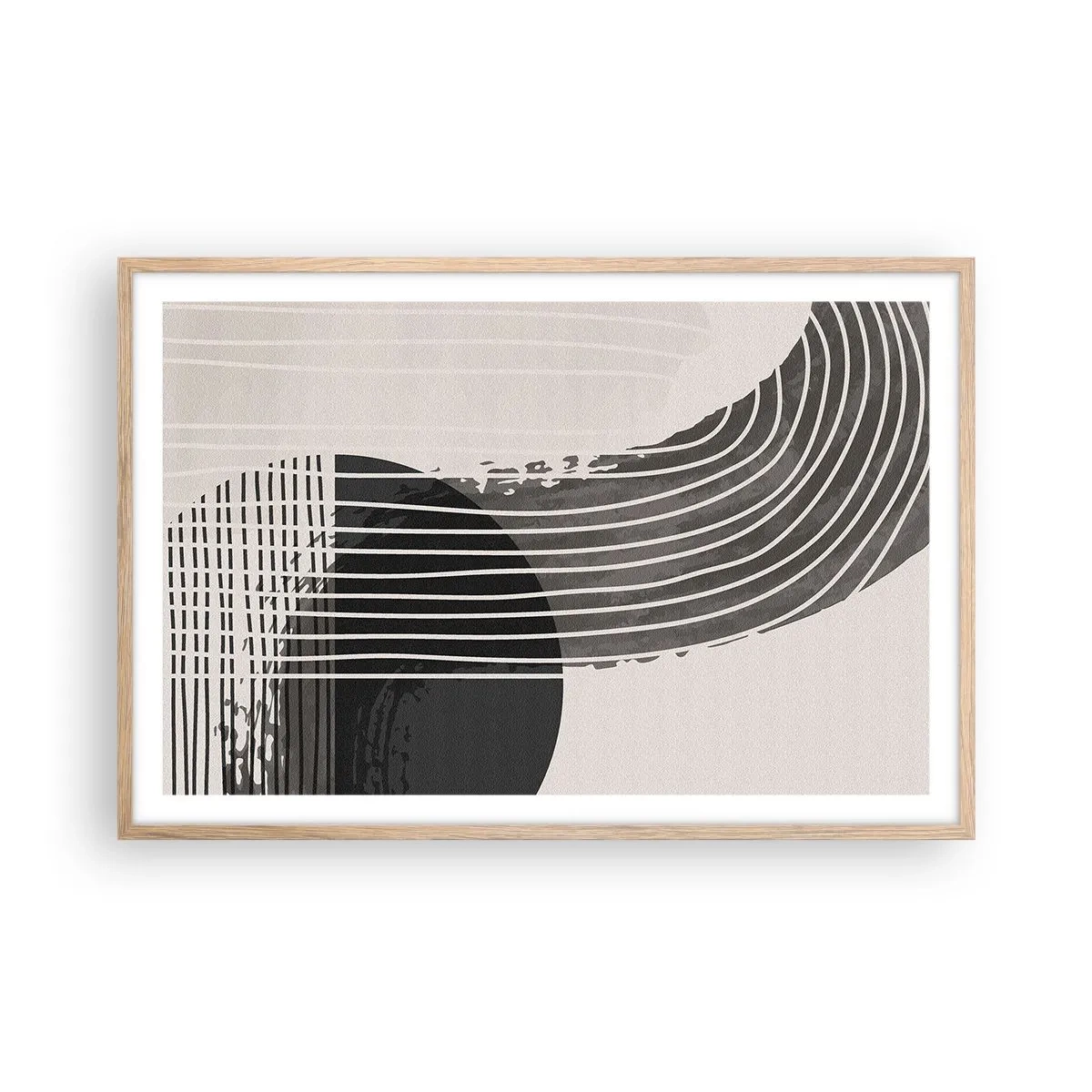 Pôster com moldura de carvalho claro - Ida e volta - 91x61 cm