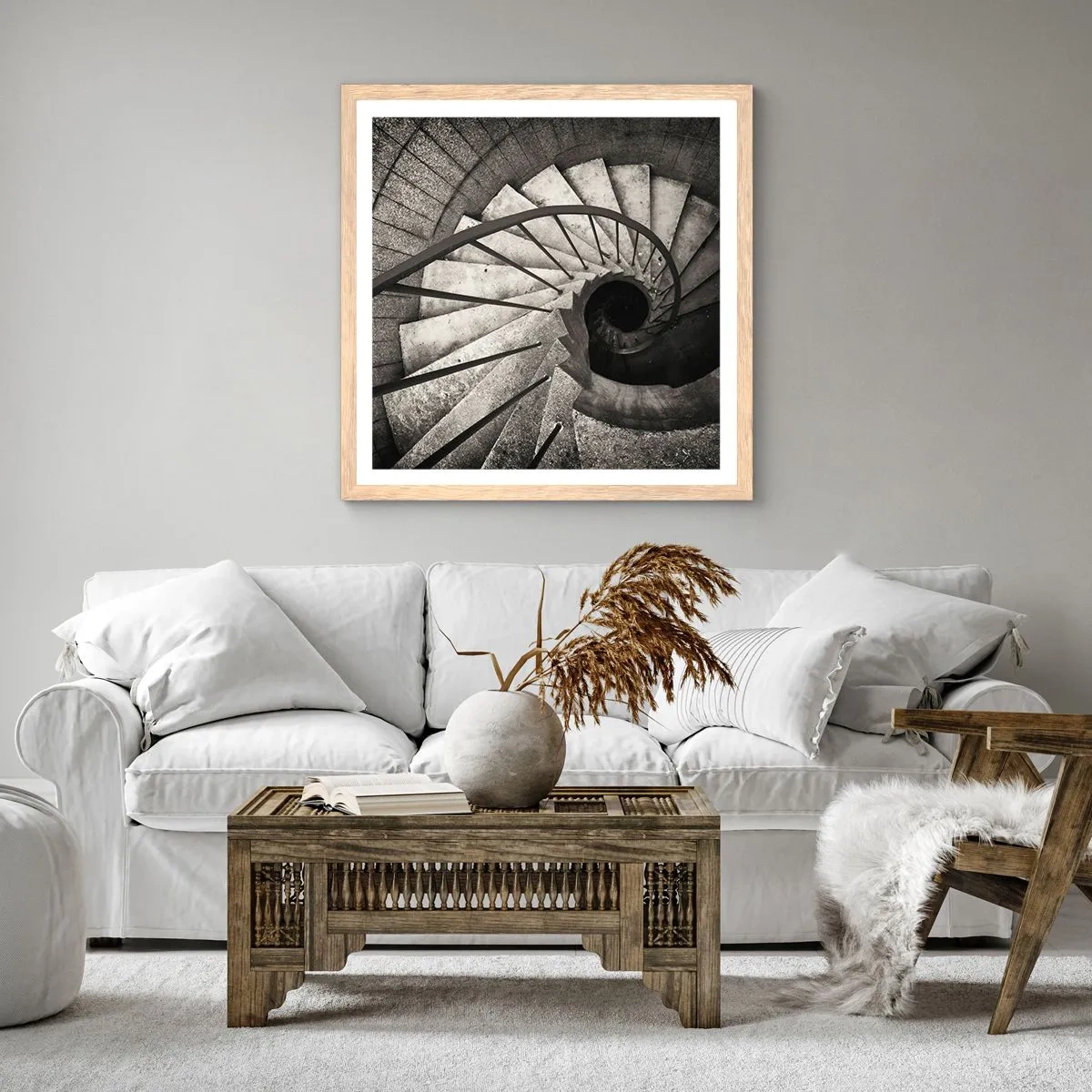 Pôster com moldura de carvalho claro - Suba as escadas, desça as escadas - 50x50 cm