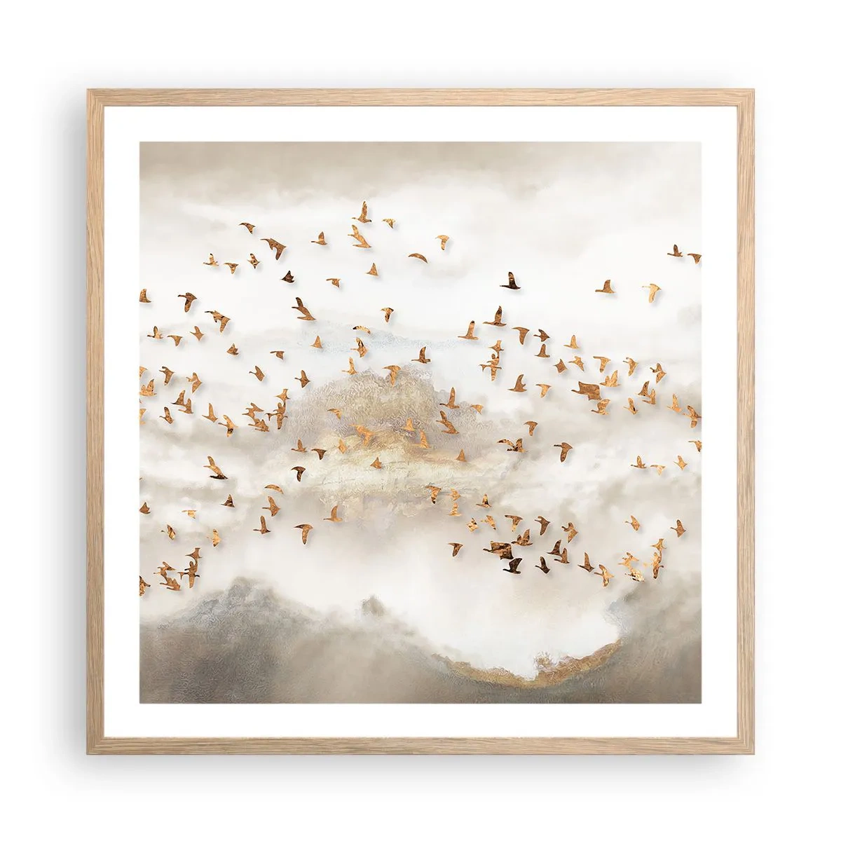 Pôster com moldura de carvalho claro - Está na hora… - 60x60 cm