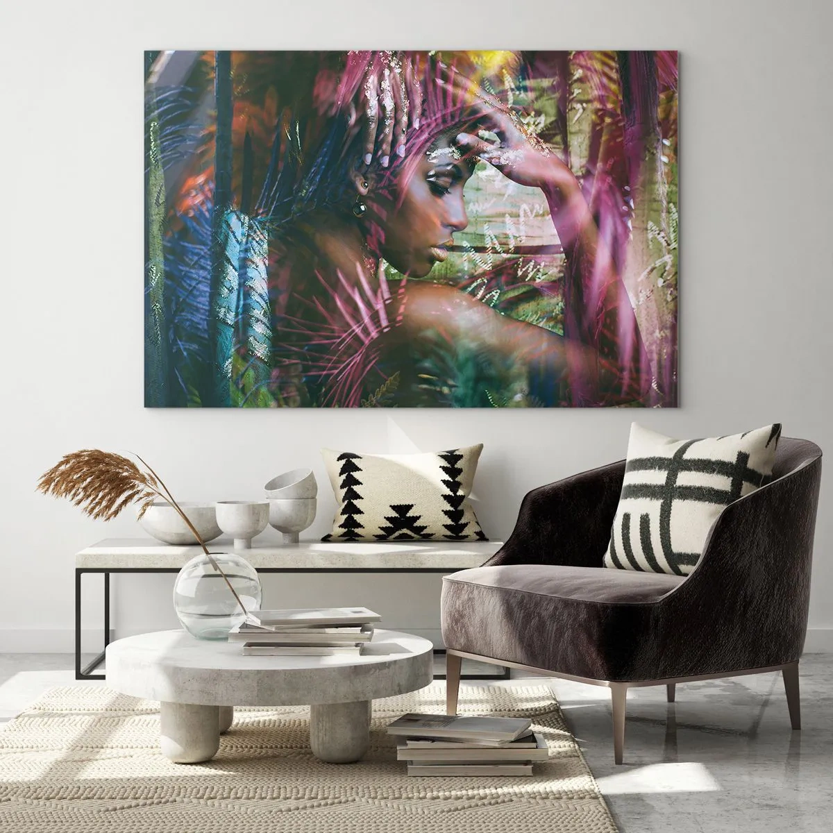 Quadro em vidro - Mãe Natureza na selva - 100x70 cm