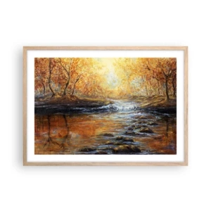 Pôster com moldura de carvalho claro - Riacho Dourado - 70x50 cm