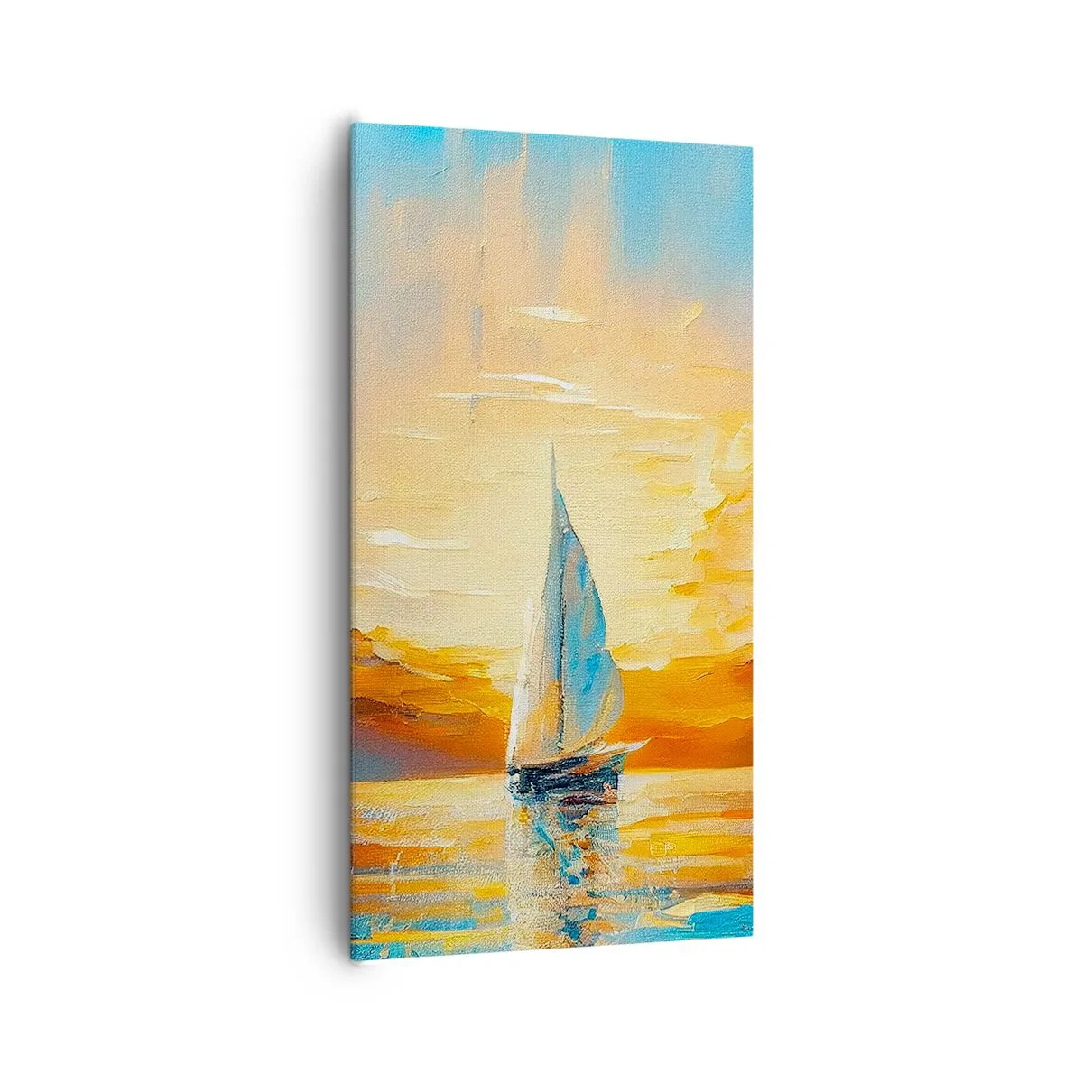 Quadro em tela - Balsa em ouro - 65x120 cm