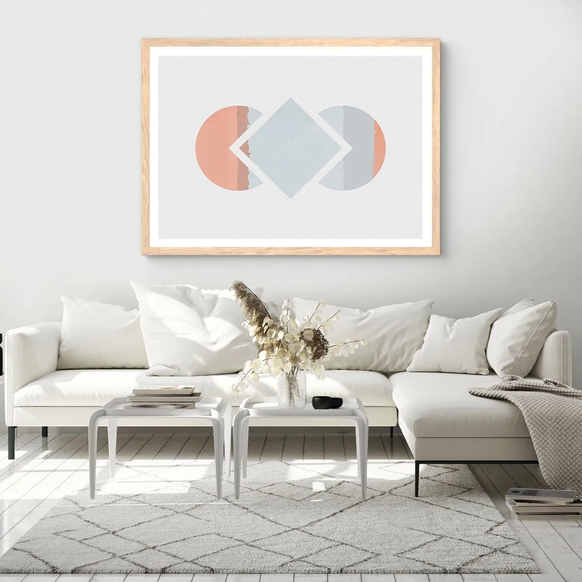 Pôster com moldura de carvalho claro - A situação é clara - 70x50 cm