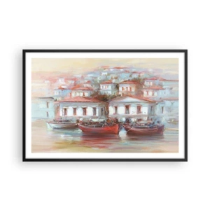 Pôster com moldura preta - Cidade feliz - 91x61 cm