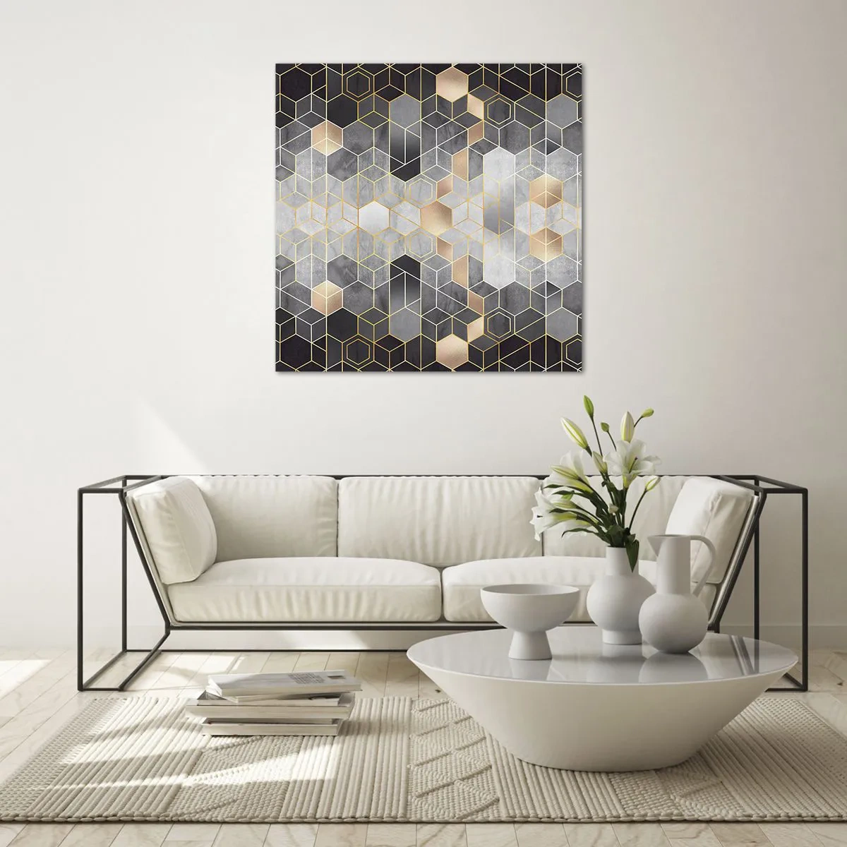 Quadro em vidro - Composição do diamante - 70x70 cm