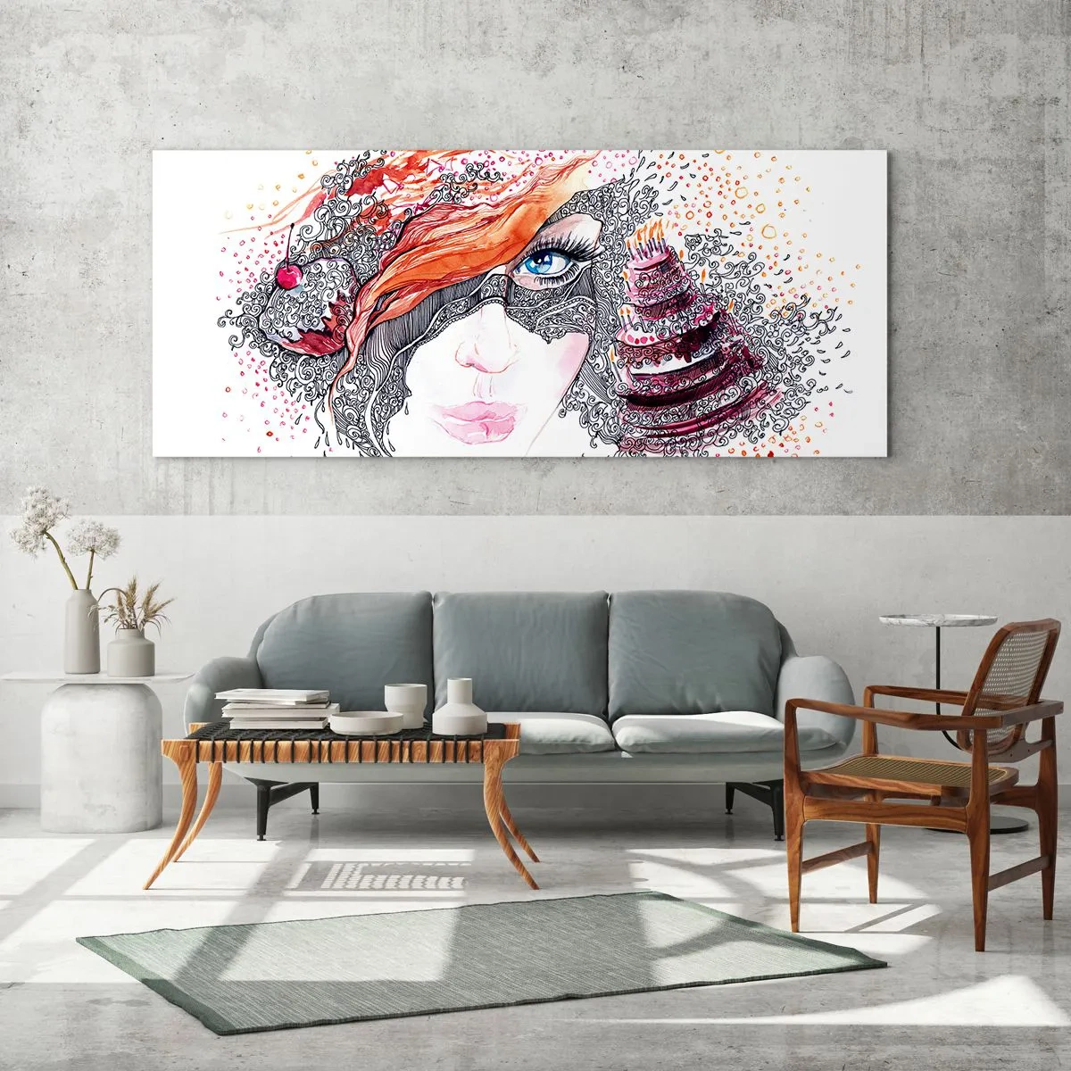 Quadro em vidro - Com ela, todos os dias são dias de festa - 160x50 cm