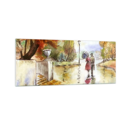 Quadro em vidro - Outono romântico no parque - 100x40 cm