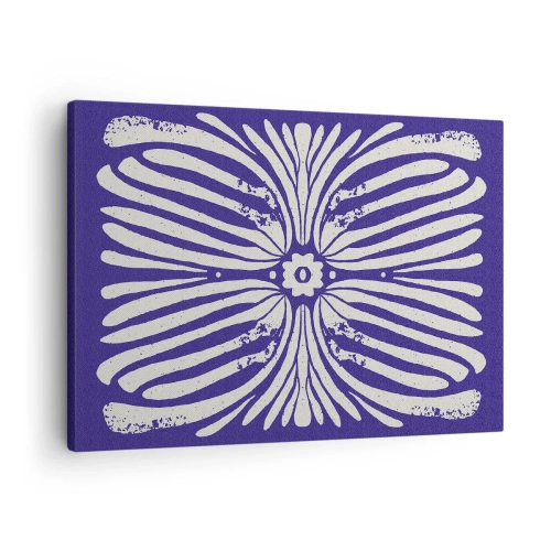 Quadro em tela - Padrão étnico em tons de roxo e branco - 70x50cm - Inspirações étnicas - Decoração de parede moderna para a sala de estar e quarto ARTTOR