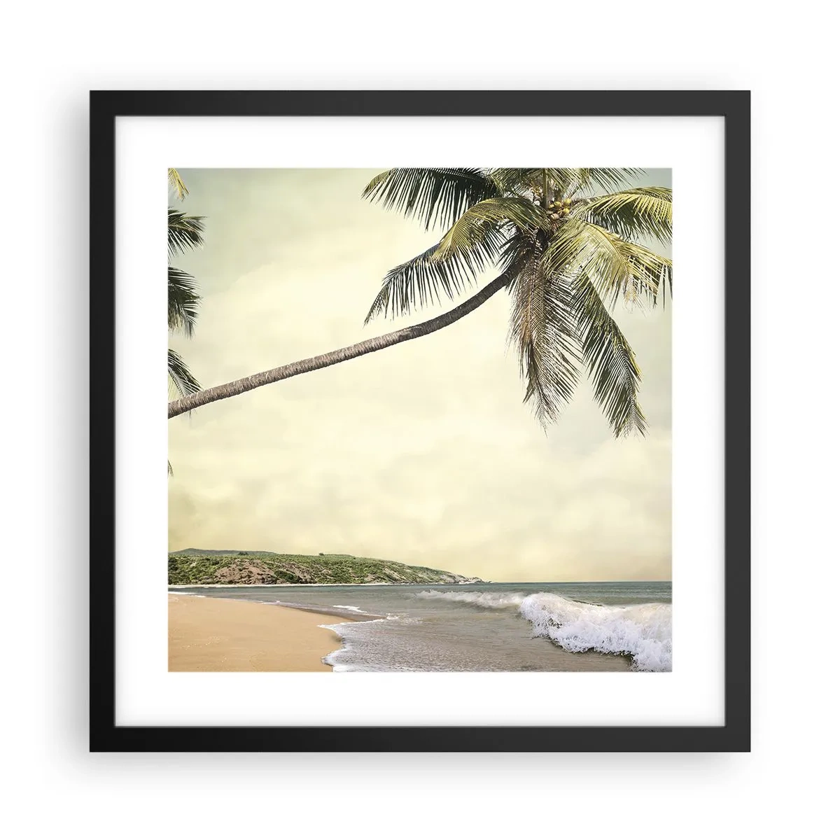 Pôster com moldura preta - Sonho tropical - 40x40 cm