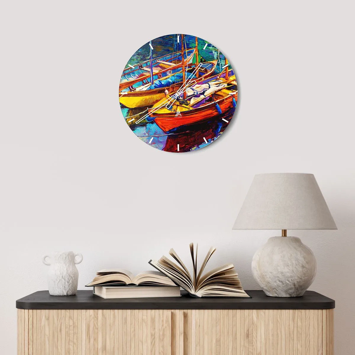 Relógio de parede - Relógio em vidro - Em águas espessas pelas cores - 30x30 cm