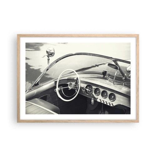 Pôster com moldura de carvalho claro - Tempo para os ricos - 70x50 cm