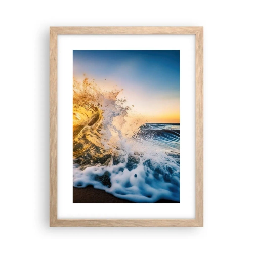 Pôster com moldura de carvalho claro - Diversão na areia - 30x40 cm