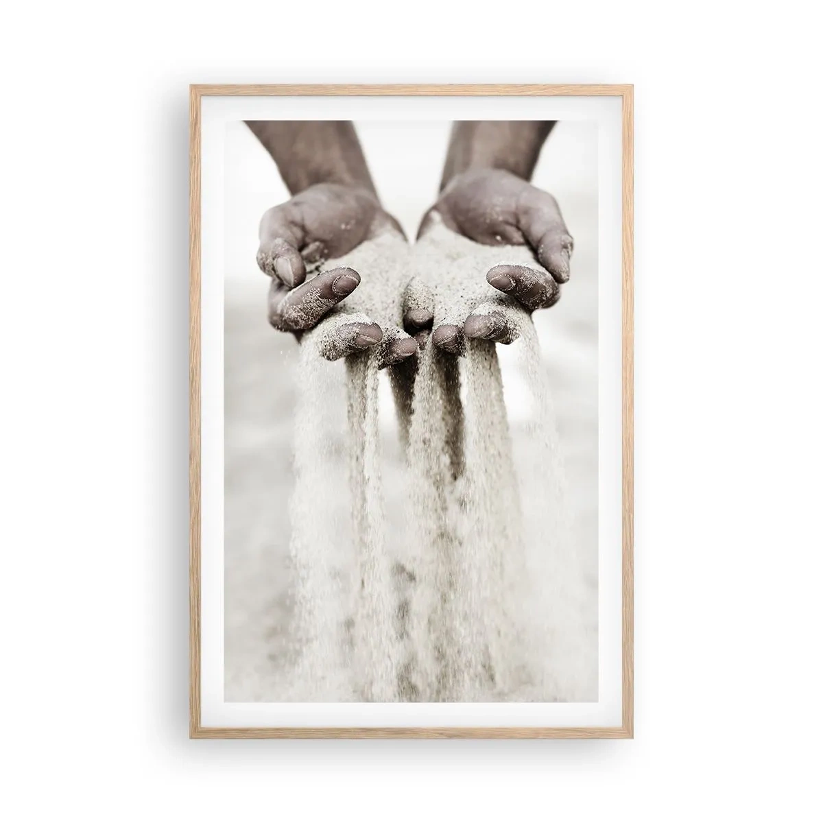 Pôster com moldura de carvalho claro - Com estas mãos… - 61x91 cm